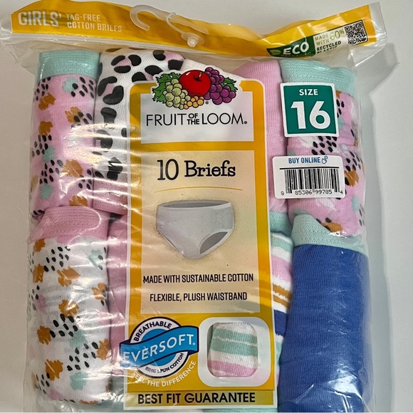 NEW Fruit of the Loom Girls’ Eversoft Underwear Briefs Pack of 10 MUST B… - Picture 4 of 4